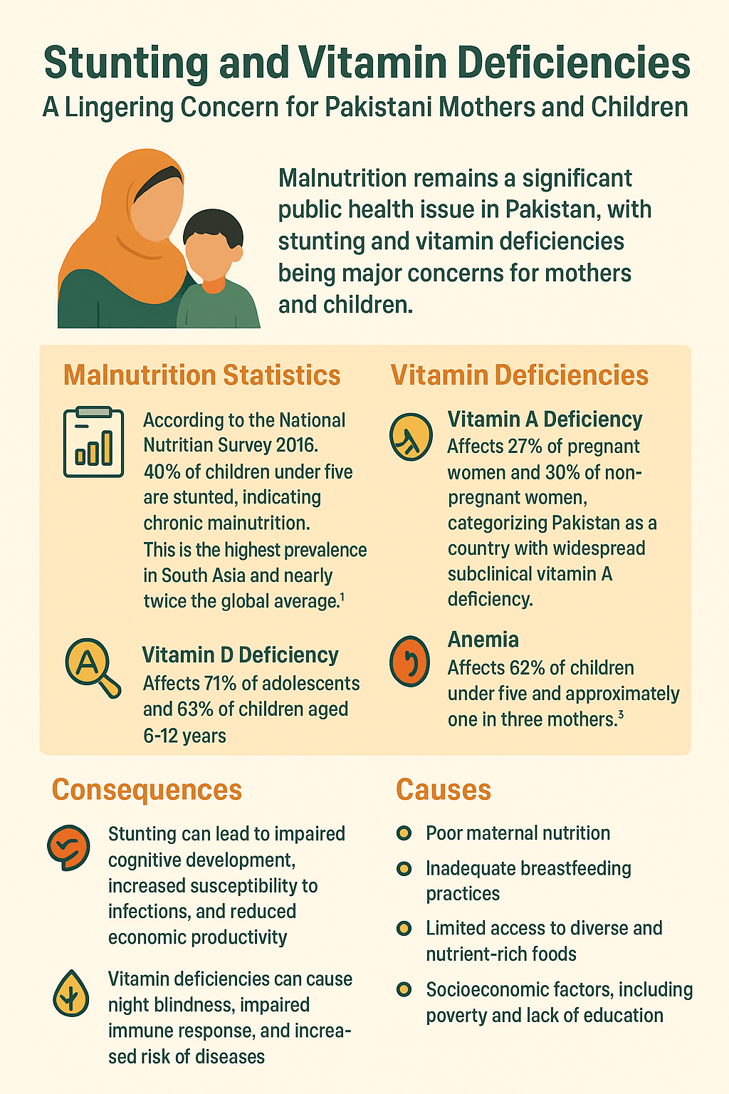Stunting and Vitamin Deficiencies: A Lining Concern for Pakistani Mothers and Children